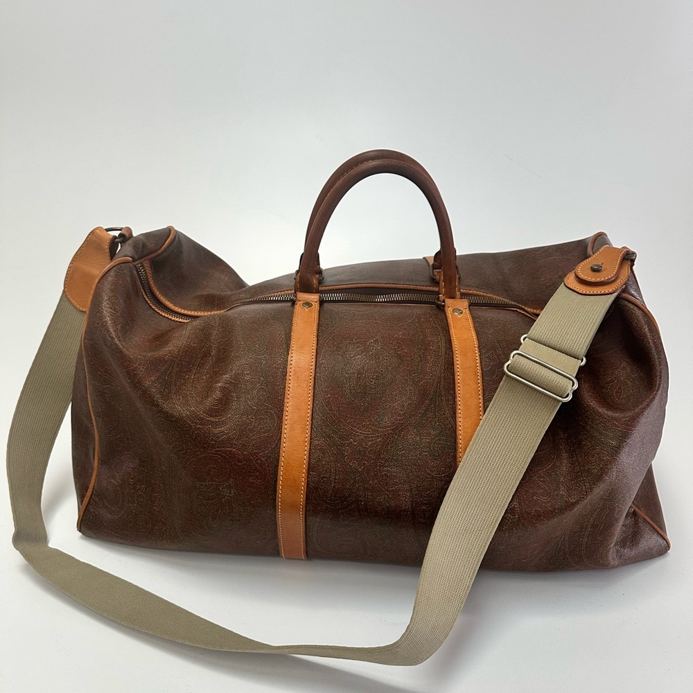 ETRO Milano Paisley Large Weekender Travel Duffel Bag with Crossbody Strap - Picture 2 of 14